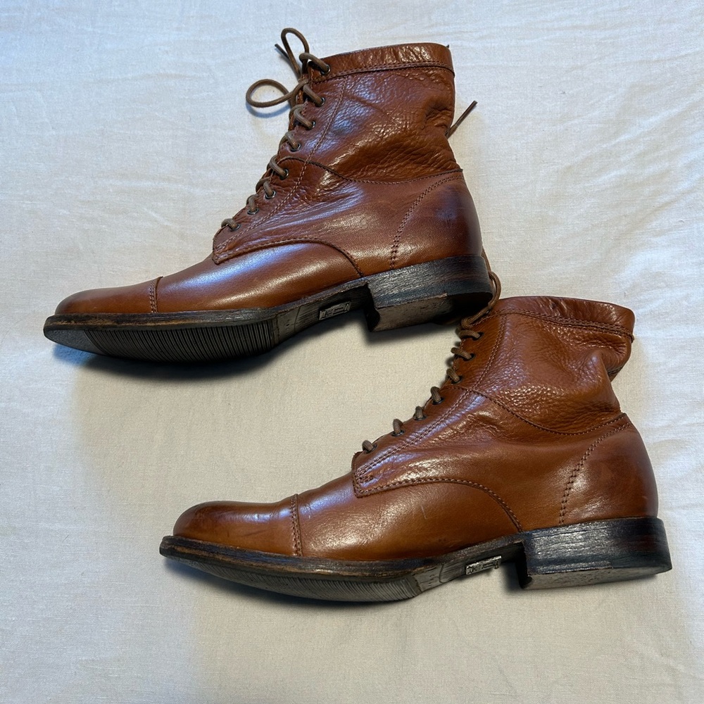 Frye Tan Leather Lace-Up Boots - Picture 2 of 4
